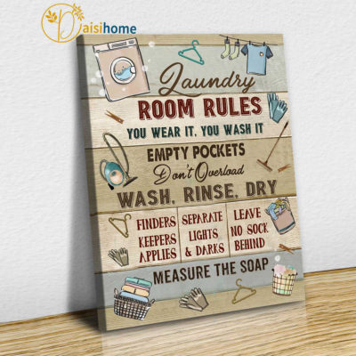 Laundry Room Rules Canvas, Farmhouse Laundry Room Wall Decor 3 Laundry Room Rules Canvas, Farmhouse Laundry Room Wall Decor