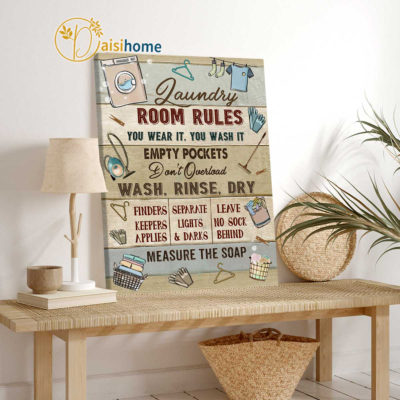 Laundry Room Rules Canvas, Farmhouse Laundry Room Wall Decor 4 Laundry Room Rules Canvas, Farmhouse Laundry Room Wall Decor