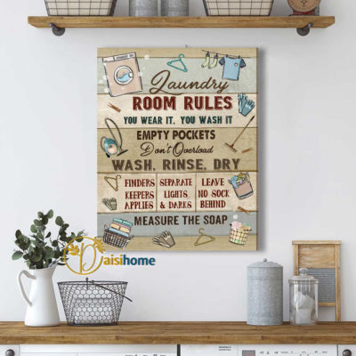 Laundry Room Rules Canvas, Farmhouse Laundry Room Wall Decor 5 Laundry Room Rules Canvas, Farmhouse Laundry Room Wall Decor