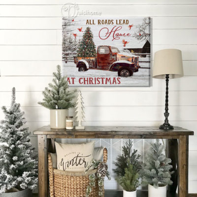 Farmhouse Christmas Wall Art Canvas All Road Lead Home At Christmas Red Truck 5 Farmhouse Christmas Wall Art Canvas All Road Lead Home At Christmas Red Truck