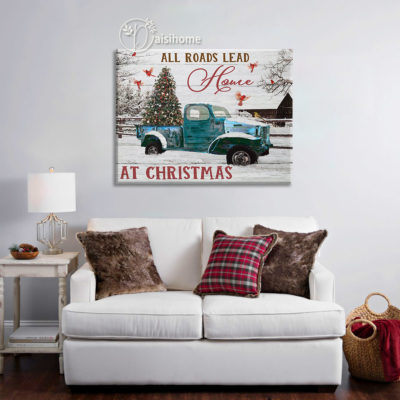 Farmhouse Christmas Wall Art, All Road Lead Home At Christmas, Blue Truck Wall Decor, Christmas Truck Signs 2 Farmhouse Christmas Wall Art, All Road Lead Home At Christmas, Blue Truck Wall Decor, Christmas Truck Signs
