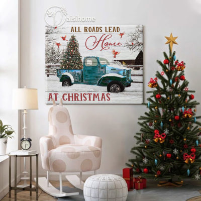 Farmhouse Christmas Wall Art, All Road Lead Home At Christmas, Blue Truck Wall Decor, Christmas Truck Signs 3 Farmhouse Christmas Wall Art, All Road Lead Home At Christmas, Blue Truck Wall Decor, Christmas Truck Signs