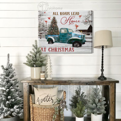 Farmhouse Christmas Wall Art, All Road Lead Home At Christmas, Blue Truck Wall Decor, Christmas Truck Signs 4 Farmhouse Christmas Wall Art, All Road Lead Home At Christmas, Blue Truck Wall Decor, Christmas Truck Signs