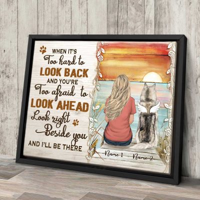 Dog Memorial Gift For Her, Pet Loss Sympathy Present, Unique Pet Memorial Gifts, Personalized Pet Custom Portrait Canvas