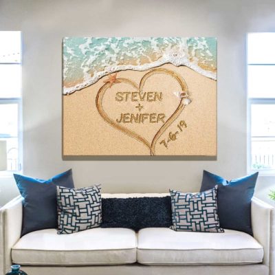 Custom Couple Name On Sand Wall Art
