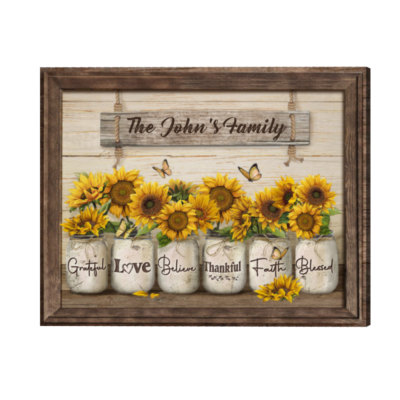 Personalized Sunflower Sign - Custom Family Wall Art  Canvas - Summer Farmhouse Decor - Housewarming Gift