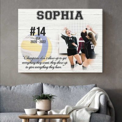 personalized volleyball player photo canvas graduation gifts for volleyball players senior volleyball gifts