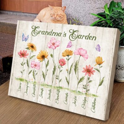 Grandmas Garden Canvas Mothers Day Gifts for Grandma Personalized Grandma Gifts for Birthday