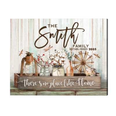 Personalized Family Name Canvas, Wall Art Decor For Living Room, There's No Place Like Home