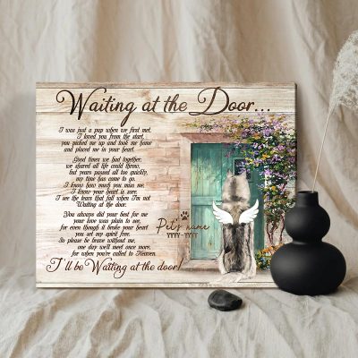 Waiting At The Door Wall Art, Customized Pet Clipart Sympathy Gifts