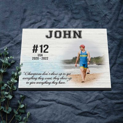 Swimmer Gift Personalized Photo Canvas, Swim Senior Gifts, Swimming Gifts For Him