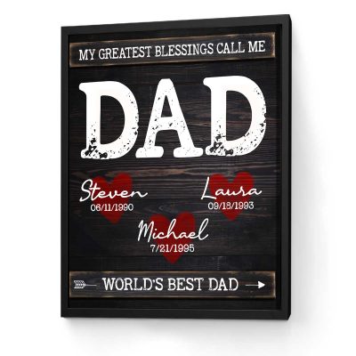 My Greatest Blessings Call Me Dad Sign Personalized, Daddy Gifts From Kids, Custom Gift For Dad With Kids Names