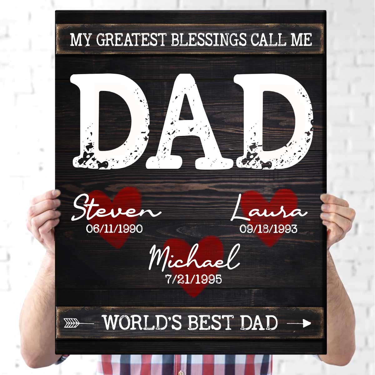My Greatest Blessings Call Me Dad Sign Personalized, Daddy Gifts From Kids, Custom Gift For Dad With Kids Names