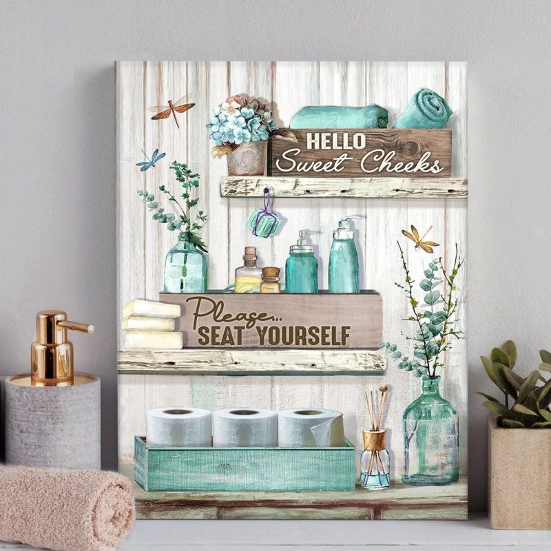 Hello Sweet Cheeks Please Seat Yourself Funny Bathroom Sign Bathroom Wall Art Bathroom Wall Decor Ideas 3