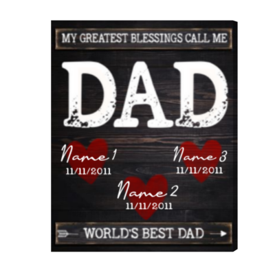 My Greatest Blessings Call Me Dad Sign Personalized, Daddy Gifts From Kids, Custom Gift For Dad With Kids Names
