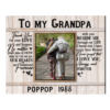 Custom Photo To My Grandpa Canvas, Father's Day Gifts For Grandpa, Grandpa Gifts