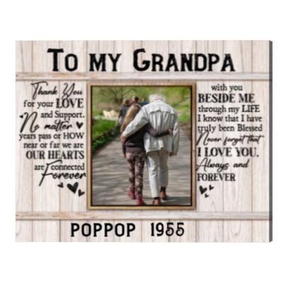 Custom Photo To My Grandpa Canvas, Father's Day Gifts For Grandpa, Grandpa Gifts