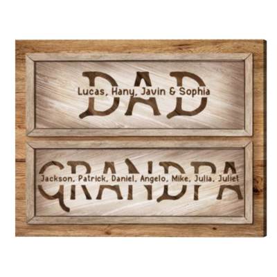 First Dad Now Grandpa Canvas