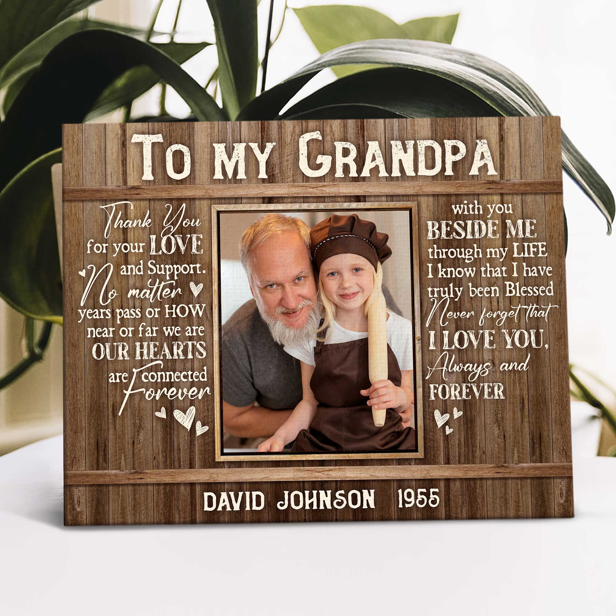 Custom Photo To My Grandpa Canvas, Father's Day Gifts For Grandpa, Grandpa Gifts