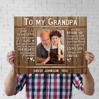 Custom Photo To My Grandpa Canvas, Father's Day Gifts For Grandpa, Grandpa Gifts