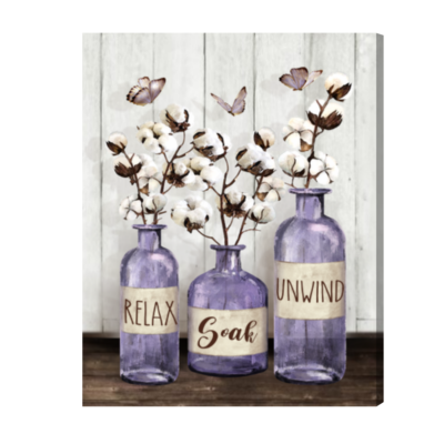 Farmhouse Bathroom Wall Art, Bathroom Wall Decor, Relax Soak Unwind Sign, Rustic Bathroom Ideas