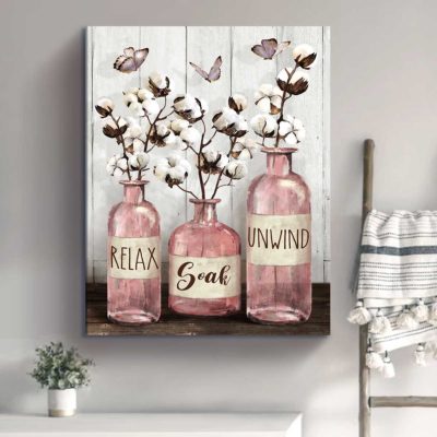 Farmhouse bathroom wall art sign, rustic bathroom wall décor, Relax Soak Unwind bathroom sign, farmhouse rustic bathroom ideas