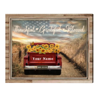 Thankful Grateful Blessed Farmhouse Canvas