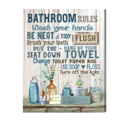 Farmhouse Bathroom Rules Canvas