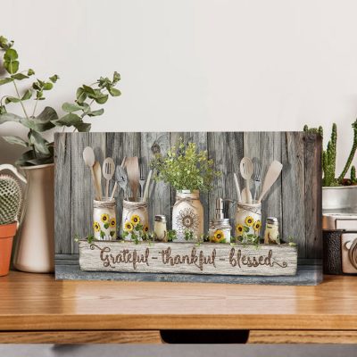 farmhouse kitchen wall art decor sunflower kitchen wall art grateful thankful blessed