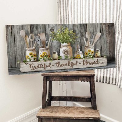 Farmhouse Kitchen Wall Art Decor, Sunflower Kitchen Wall Art, Grateful Thankful Blessed 2 farmhouse kitchen wall art decor sunflower kitchen wall art grateful thankful blessed