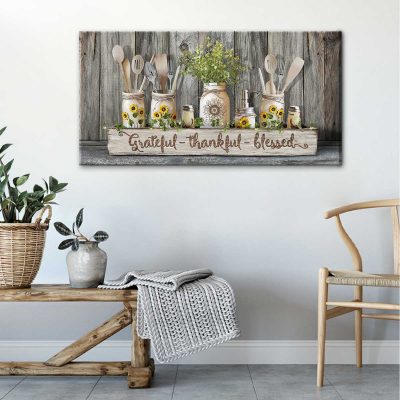 Farmhouse Kitchen Wall Art Decor, Sunflower Kitchen Wall Art, Grateful Thankful Blessed 3 farmhouse kitchen wall art decor sunflower kitchen wall art grateful thankful blessed