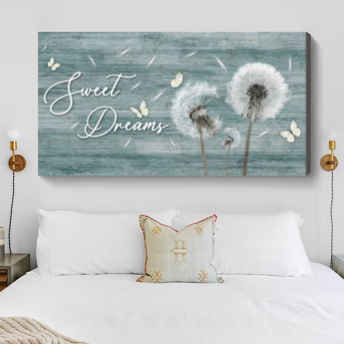 Large Wall Art Above Bed Sweet Dreams Dandelion Wall Art Bedroom Wall Decor