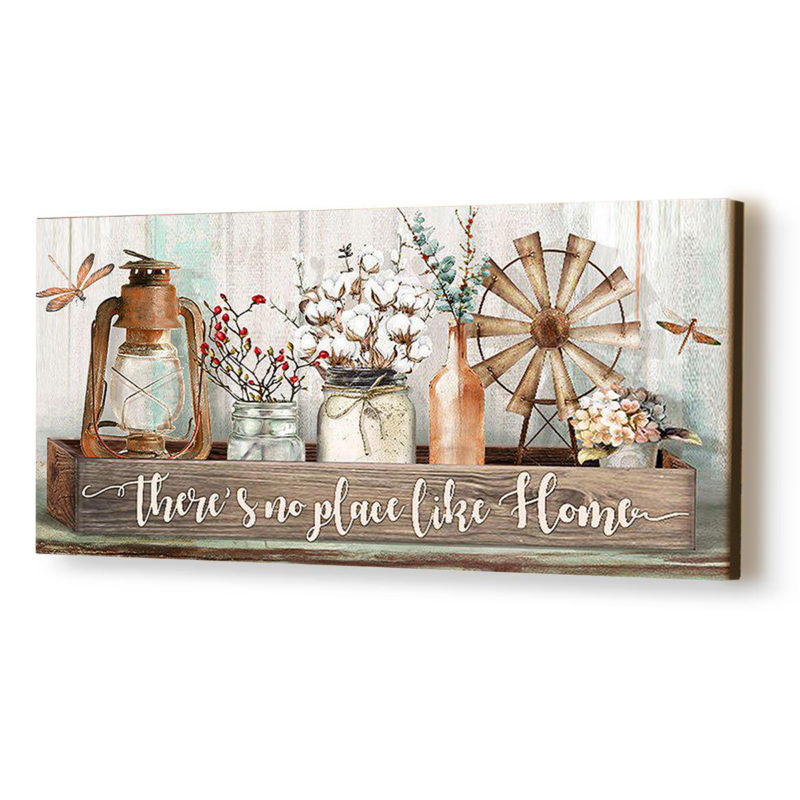 There's No Place Like Home Sign, Farmhouse Wall Decor For Living Room 5 Large-Farmhouse-Canvas-Wall-Art
