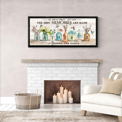 The Best Memories Are Made Gathered Around The Table Canvas, Personalized Dinning Room Wall Decor 2 Farmhouse-Kitchen-Wall-Decor