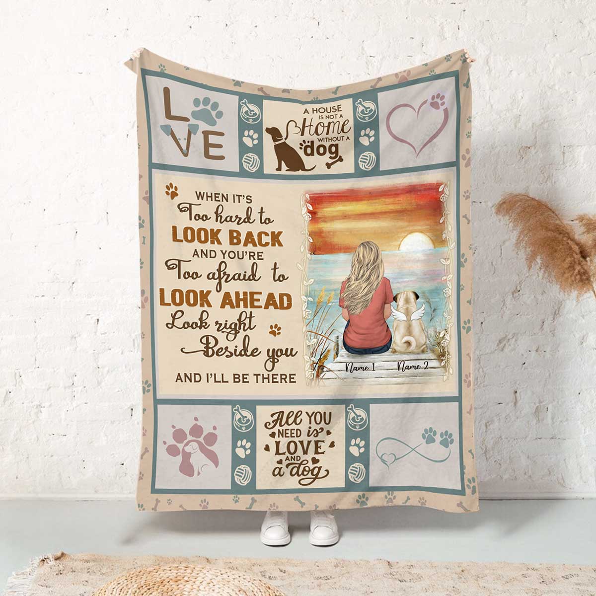 Personalized Dog Memorial Blanket, Dog Sympathy Gifts, Look Right Beside You and I'll Be There 1 Personalized Dog Memorial Blanket, Dog Sympathy Gifts, Look Right Beside You and I'll Be There