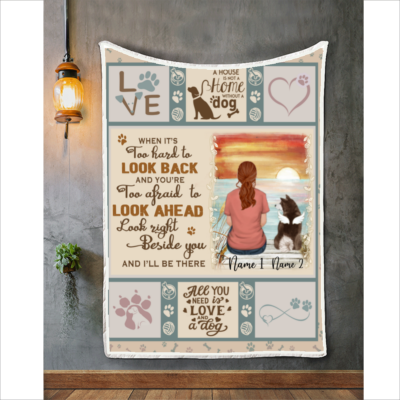 Personalized Dog Memorial Blanket Dog Sympathy Gifts Gifts for Dog Lovers Look Right Beside You and I'll Be There