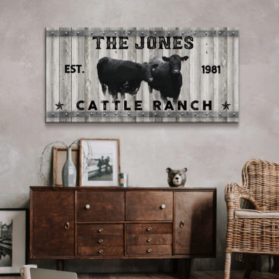 Black And White Cattle Ranch Sign