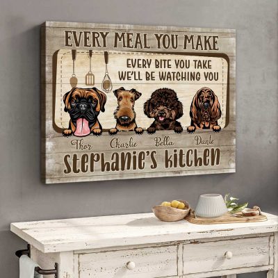 Every Meal You Make Every Bite You Take We'll Watching You Sign, Personalized Dog Christmas Gifts, Kitchen Gifts for Dog Lovers