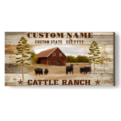 Cattle Ranch Personalized Canvas Cattle Ranch Sign with Family Name Rustic Farmhouse Decoration Idea