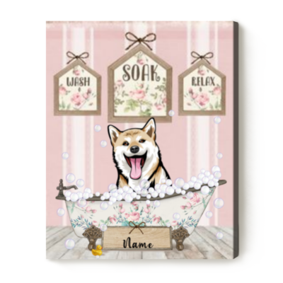 Custom Dog in Bathtub Wall Art