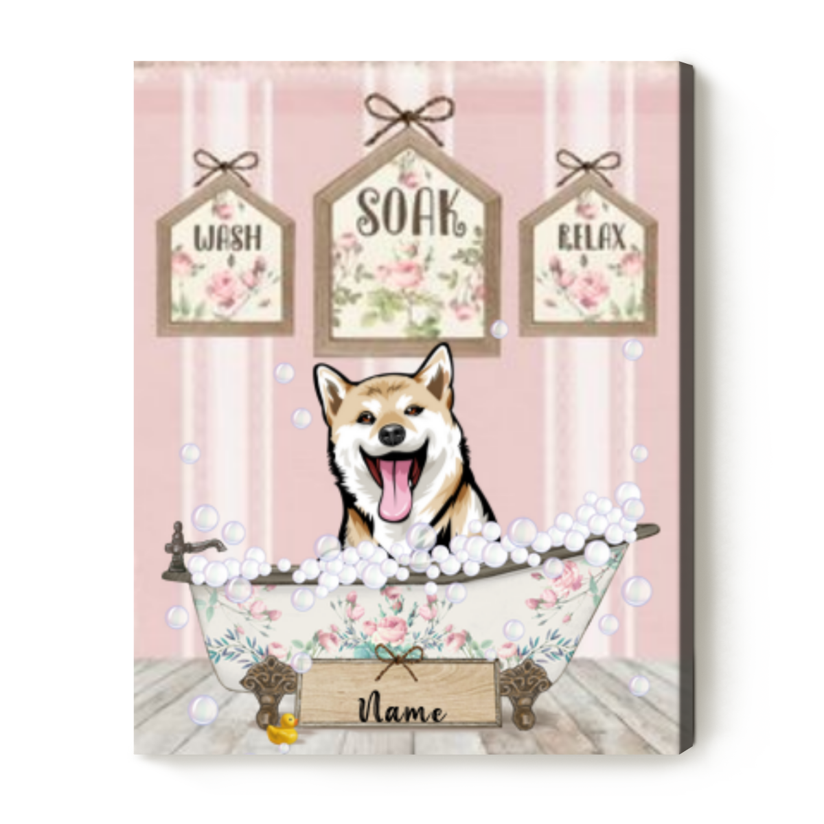 Custom Dog in Bathtub Wall Art