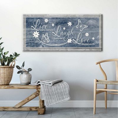 Live Laugh Love Wall Art, Butterflies Bedroom Decor, Rustic Bedroom Wall Decor Above Bed 3 Live Laugh Love Wall Art