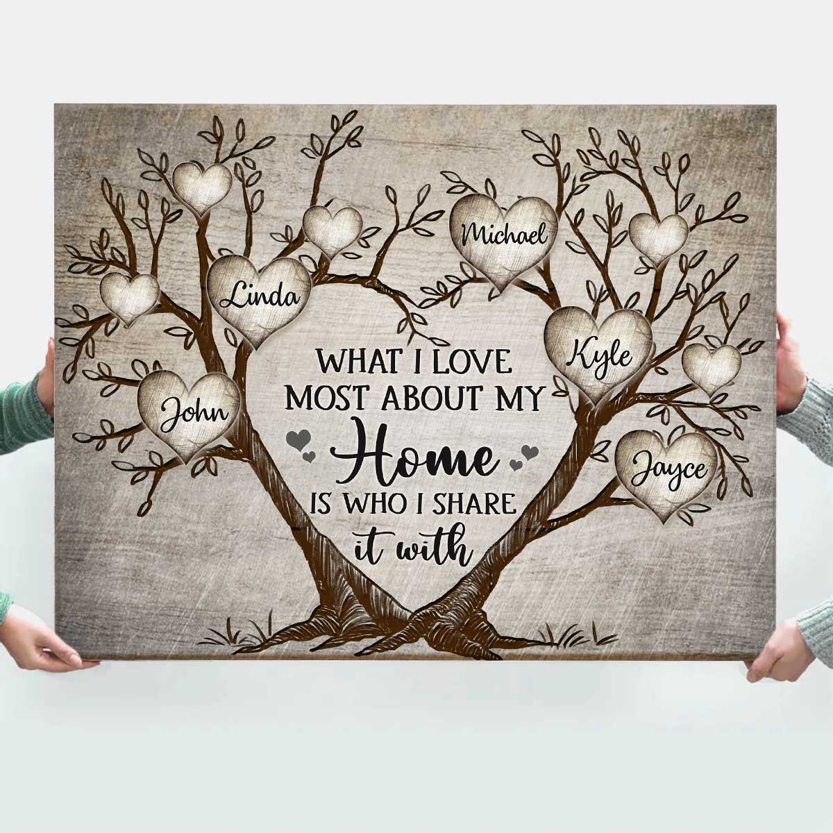 thumbnail image 2 of Personalised Family Tree Metal Hanging Plaque Sign - Custom Wall Keepsake Gift White Square 2 of 6