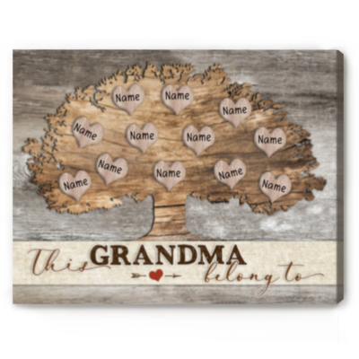 This Grandma Belongs To Personalized Family Tree Sign, Mother's Day Gift for Grandma, Custom Grandkids Name On Canvas