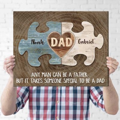 Dad Puzzle Pieces Name Sign, Personalized Fathers Day Gifts, Birthday Gifts for Dad