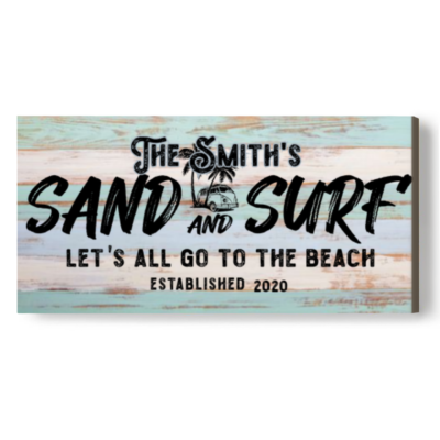 Sand and Surf Personalized Sign, Beach House Coastal Wall Decor, Let's All Go To The Beach