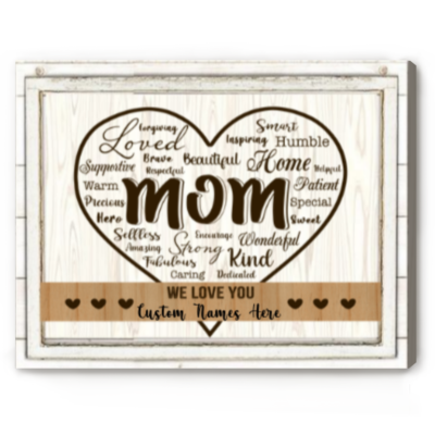 We Love You Mom Word Art Sign, Personalized Mothers Day Gifts with Names, Gifts for Mom from Daughter