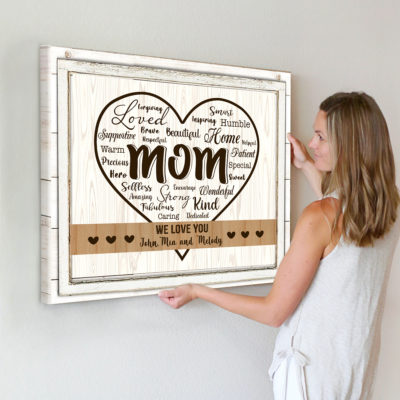 We Love You Mom Word Art Sign, Personalized Mothers Day Gifts with Names, Gifts for Mom from Daughter
