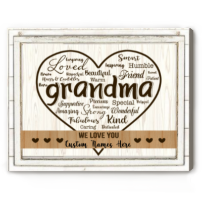 We Love You Grandma Words Art Sign, Personalized Grandma Mothers Day Gifts, Gifts for Grandma with Grandkids Names