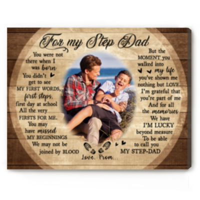 Personalized For My Step Dad Photo Canvas Print, StepDad Gifts for Fathers Day, Step Up Dad Gifts